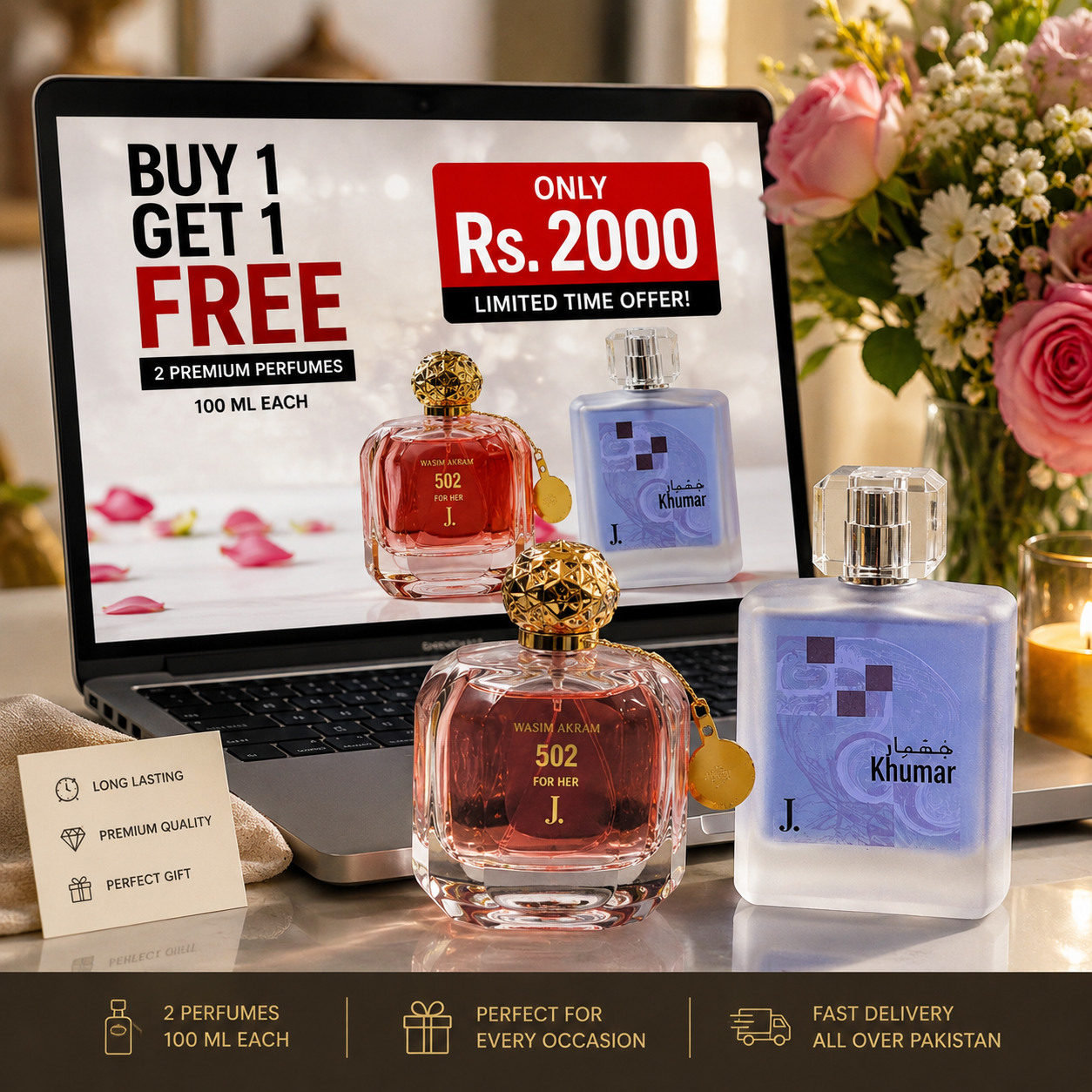 Buy 1 Get 1 FREE – Wasim Akram 502 For Her + J. Khumar