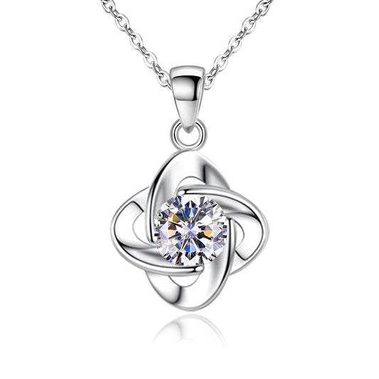 Elegant Women's Four-leaf Clover Necklace Pendant Set Summer Couple's Bracelets Cute Blue Leaf Earrings Jewelry Accessories