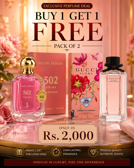 J. 502 Gucci Flora  Perfume Deal – Buy 1 Get 1 Free (Pack of 2)